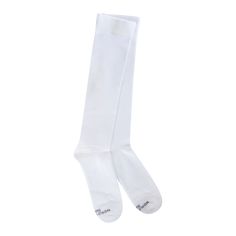 Support Fit Over-the-calf White Comfortable Fitted Socks For Sports, Comfortable Fitted Sports Socks, Stretch Cotton Hosiery, Stretch Cotton Solid Color Hosiery, Cotton Stretch Solid Color Hosiery, Classic White Stretch Socks, Compression Knee-high Socks In White, White Compression Knee-high Socks, Comfortable Fitted Knee-high Socks