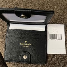 New W/Tags Kate Spade Wallet With Zipper Change Compartment Cute Wallets Kate Spade New York, Formal Card Holder With Zipper Closure, Boat Card, Kate Spade Watch, Black Leather Watch, Pretty Bags, Kate Spade Wallet, Kate Spade Accessories, Purse Strap