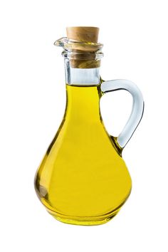 a bottle of olive oil on a white background