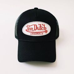 DEADSTOCK VON DUTCH CAP, STILL WITH TAGS AND ORIGINAL PACKAGING 100% AUTHENTIC, BRAND NEW WITH TAGS. Vintage Black Von Dutch Cap / Von Dutch Cap / Von Dutch Trucker Cap. Embroidered Classic Red Von Dutch Logo On Front. Adjustable Strap At Back. Unisex Adults - One Size Fits All  90s Y2K Cap FULLY TRACKED SHIPPING SERVICE. UK AND WORLDWIDE SHIPPING. Classic Black Baseball Cap With Letter Print, Classic Black Hat With Letter Print, Vintage Black Baseball Cap With Letter Print, Vintage Black Snapback Hat With Letter Print, Vintage Black Baseball Cap For Outdoor, Retro Black Snapback Cap, Retro Black Snapback Baseball Cap, Retro Black Trucker Hat, Retro Black Trucker Hat One Size Fits Most