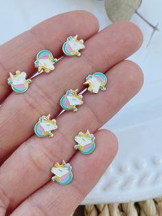 * A B O U T * O U R * S T U D S* 14K GOLD RAINBOW UNICORN STUDS These solid gold unicorn stud earrings are the most beautiful pieces that everyone needs in their collection. Wear them day or night, up or down, the perfect studs, by themselves or mixed. Hypo-allergenic, lightweight and minimalist. Earrings for Girls, Toddlers and Children * D E T A I L S * * 14k Solid yellow gold * 14k Solid yellow gold screw backs * Dimension: 8mm * Stone Shape: unicorn * Color : rainbow ( white,pink,purple,yell Pearl Ball Earrings, Kids Studs, Earrings Kids, Gold Earrings For Kids, Real Pearl Earrings, Simple Gold Earrings, Unicorn Earrings, Bezel Set Earrings, Butterfly Earrings Gold