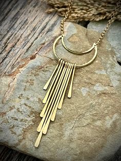 Hammer textured raw brass, lobster claw clasp The length you choose is the length of the chain from end to end where is attaches to the pendant.  ❤️ Don't forget to favorite my shop for updates ❤️ Instagram @aspen_glow_jewelry (copy & paste) ❤️ Facebook Aspen Glow Studio Gold Fringe Necklace, Pendulum Earrings, Glow Jewelry, Gold Fringe, Boys Jewelry, Fringe Necklace, Long Drop Earrings, Upcycled Jewelry, Deco Jewelry