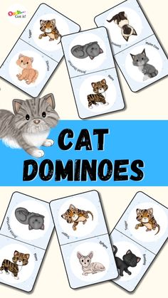 cat dominoes with cats and kittens on them