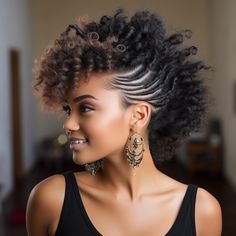 Cornrow Mohawk, Braided Mohawk Hairstyles, Hair Braid Patterns, Short Hairstyles For Black Women, Curly Mohawk, Faux Hawk Hairstyles, Short Box Braids, Mohawk Braid, Natural Afro Hairstyles