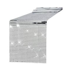 a metal mesh table runner on a white background