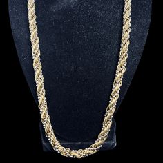 Vintage Chunky Gold Tone Rope Chain With Silver Tone Ball Chain Wrapped Necklace.   It has a large spring ring clasp. The necklace measures:  24" long X 1/4" wide It comes with a gift box.              (Jewelry #5317) USA Seller!! Estate sale find.   We do not Clean or Polish our Estate Jewelry we will leave that to you.   We also have Jewelry, Hallmark Ornaments, Dept 56, Vintage Glassware and many other items.  We will combine shipping for multiple items if possible. Features: * Rope Chain Siz Metal Rope Chain Necklace, Chunky Chain Link Necklace In Costume Jewelry, Costume Jewelry Chain Necklace With Chunky Chain Link, Chunky Chain Link Necklace Costume Jewelry, Gift Box Jewelry, Wrapped Necklace, Wrap Necklaces, Dept 56, Hallmark Ornaments