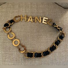 Authentic And Iconic Chanel Piece From The 1993 Collection. Currently For Sale On 1stdibs For Over $9000. Can Be Worn As A Belt Or Necklace In Excellent Vintage Condition With Slight Tarnishing Consistent With Age. Soft Lambskin Leather Woven Through Gold Chain Missing The Cc Charm That Hangs By The Clasp As Seen In Pictures. Highly Collectible! Vintage Coco Chanel, Chanel 90s, Over 9000, Chanel Accessories, Leather Weaving, Chain Belt, Gold Leather, Leather Chain, Coco Chanel