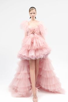 Description Pink High-low, Long dress Sleeveless Open neckline Lace, Tulle Dry Clean Made in Spain SKU 22-82 Short Dress With Train, Tulle Short Dress, Long Dress Sleeveless, Recycled Dress, Pleated Gown, Dress With Train, Pink Tulle, Ruffled Sleeves, Lace Bodice