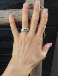 Perfect for stacking or wearing alone, this sleek, gorgeous ring is handcrafted with Sterling Silver and features unique green blue Sonoran Gold Turquoise inlaid stones. This ring has all the same precision and delicacy that the Navajo silversmiths are known for.  We currently have a matching bracelet, see here: https://highway66treasures.etsy.com/listing/1658148971 Choose your size at checkout (Sizes 7, 7.5, 8.5, 9.5) Width: 1/4" 4 grams Stamped: Sterling Artist Stamped: AT  Thank you for shopping with Highway 66 Treasures! 😊 Please note: Most items are vintage. I clean and polish every item I ship due to concerns about germs etc... If you want your purchase left "as is" let me know before shipment. Keep in mind, that means fingerprints etc. In my opinion it's better to polish and if you Unique Green Stackable Promise Rings, Green Round Inlay Jewelry, Green Sterling Silver Round Band Jewelry, Elegant Green Rings With Inlay, Elegant Green Inlay Rings, Green Sterling Silver Stackable Jewelry, Green Sterling Silver Stackable Open Rings, Green Inlay Rings For Anniversary, Adjustable Green Jewelry With Polished Finish