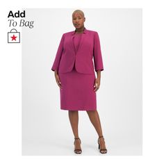 in stock Elegant Pink Suit For Fall, Elegant Tailored Pink Skirt Suit, Chic Fitted Pink Skirt Suit, Chic Pink Skirt Suit For Office, Pink Fitted Skirt Suit For Workwear, Chic Pink Skirt Suit For Formal Occasions, Chic Pink Skirt Suit For Formal Events, Elegant Semi-formal Pink Outerwear, Elegant Pink Semi-formal Outerwear