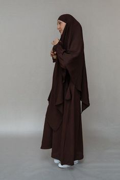 Myyla prayer gown umrah abaya dress non-wrinkling in dark coffee - ANNAH HARIRI Umrah Abaya, Annah Hariri, Dark Coffee, Coffee Color, Abaya Dress, Modest Wear, Cuff Detail, Coffee Colour, Look Your Best