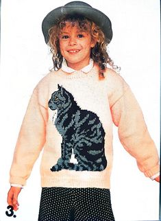 🌸 1990 4 Cat Sweaters Knitting Pattern 🌸 (Adults & Kids Sizes) 🌟 PDF AVAILABLE FOR DOWNLOAD 🌟 * Details: - Intarsia Knitting - Adult & Kid sizes available - Written instructions in English & French - Pattern Terms seem to be written in UK terms (cover says "Intarisa UK" but the back cover says " Instructions Printed in Canada" & "Cover Printed in the UK" (Please view photos on listing) - This is a copy of a vintage pattern in PDF form, available for download upon purchase, you will not recei Cat Sweater Knitting Pattern, Sweaters Crochet, Knit Sweater Pattern, Cat Knitting, Intarsia Knitting, Jumper Knitting Pattern, French Pattern, Jumper Patterns, Chart Pattern