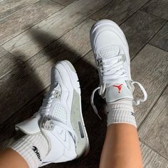 White Oreo Jordan 4’s Brand New Motor Sport 4s Jordans, Air Jordan 4 Tech White, Jordan 4 Retro Off-white Sail, White Oreo Jordan 4, Jordan 4 Fits, Cute Casual Shoes, Bedazzled Shoes, Jordan 4 White, Pretty Sneakers