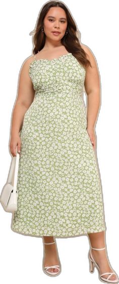 Green Maxi Dress With Ditsy Floral Print For Spring, Green Ditsy Floral Print Dress For Brunch, Chic Green Dress With Ditsy Floral Print, Casual Green Midi Dress With Floral Print, Green Sleeveless Ditsy Floral Dress, Casual Green Midi Dress With Ditsy Floral Print, Midi Dress Floral, Green Floral Print, Floral Sundress