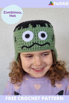 Get started on this DIY project on Zombinou - Hat Crochet
 Pattern. SIZE 2-4 years (4-6 years) 6-9 years MEASUREMENTS Circumference: 19.3 (20) 21.25” / 49 (51) 54 cm Length (from neck to forehead): 13.4 (14) 15” / 34 (36) 38 cm PATTERN INFORMATION Transform your little one into a funny monster for Halloween or for all the winter season! Zombinou Hat is made with Friends Wool, a thick, soft and very elastic yarn which makes it perfect for a hat. The details are worked with friends cotton 8/4 yarn Game Piece Costume, Crochet Amigurumi Christmas, Crochet Halloween Hat, Hat Free Crochet Pattern, Crochet Pour Halloween, Crochet Ghost, Monster Hat, Amigurumi Christmas, Easy Crochet Hat