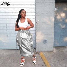 Cargo Skirts, Street Skirt, Streetwear Fall, Long Maxi Skirt, Rompers Womens Jumpsuit, Big Pockets, Long Skirts For Women, Looks Black, Long Maxi Skirts