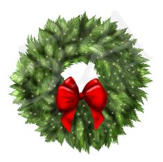 a christmas wreath with a red bow