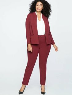 ELOQUII  9 to 5 Stretch Blazer Color - as shown Size - 28 SOLD OUT   SOLD OUT   With soft tailoring, our classic blazer is as comfortable as your favorite cardigan - in fact, think of it as a cardigan upgrade. Crafted from our signature ultra-comfortable Camden Stretch fabric, it is bound to be the most comfortable (yet polished) blazer you'll ever own. Signature Camden Stretch fabric Medium weight Front button closure Front welt pocket Unlined Tailored fit   Just listed 50 new Kiyonna dresses.. Work Blazers Women, Work Pants Women, Work Blazer, Look Plus Size, Soft Tailoring, Women's Outfits, Womens Fashion Casual Summer, Plus Size Coats, Classic Blazer