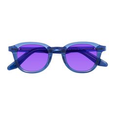 Unisex translucent blue oval full-rim sunglasses frames with spring hinges are available in variety of colors to match any outfit. These affordable qualified tinted sunglasses include free single-vision prescription purple tinted lenses with AR and 100% UV protection, a case and a cleaning cloth. Bifocal and progressive lenses are supported. Experience excellence with these sleek, minimalist oval eyeglasses. Crafted from acetate, these frames boast retro inspiration while fitting well with any s Retro Inspiration, Oval Eyeglasses, Progressive Lenses, Blue Spring, Tinted Sunglasses, Blue Springs, Spring Hinge, Modern Aesthetic, Cleaning Cloth