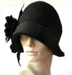 Downton Abbey hats felt hat Black felt hat cloche felt hat Cloche Felted Hat felt hat Fedora Cloche Hat Flapper Hat Art Hat Black Hat La belle epoque Art Deco 1920s hat Art Hats black hat cloche 1920's hat roses Hats&Caps Accessories Handmade Great, very flattering hat ! Adapts to the head ! Special and unique ! Sophisticated and elegant ! In beautiful deep black color. With spectacular black roses. I can make this hat in other colors and sizes. Made just for you As the base for my works I u Brimmed Felt Cloche Hat For Winter, Winter Flapper Style Cloche Hat, Winter Gatsby Cloche Hat, Winter Gatsby Style Cloche Hat, Wool Cloche Hat For Party, Wool Cloche Hat For Evening, Winter Flapper Style Brimmed Cloche Hat, Winter Gatsby Style Fitted Cloche Hat, Evening Wool Cloche Felt Hat