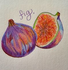 a drawing of two figs with the word fig written on them in cursive writing