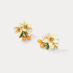 Orange Blossom Earrings show orange flower beauty and set off charming earlobes. They have enamel paint to look more vivid. These are nature jewelry from Selenichast jewelry store. Our Orange Blossom Earrings have been crafted from fine brass and enamel to create a beautiful, timeless look. Hang these perfectly balanced earrings from your lobes for an eye-catching addition to any outfit. Their subtle hints of color and cottage-inspired design make them the ideal gift for a loved one. Allow them Elegant Orange Flower Earrings, Elegant Orange Spring Jewelry, Elegant Orange Jewelry For Spring, Orange Earrings For Spring Gift, Spring Gift Orange Earrings, Orange Flower Earrings For Spring, Birthday Gift Ideas For Her, Silk Cocoon, Mother Daughter Fashion