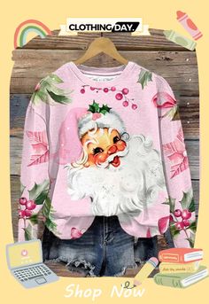 Women's Christmas Santa Claus Print Sweatshirt Christmas Santa Claus, Print Sweatshirt, Christmas Women, Christmas Santa, Printed Sweatshirts, Ladies Tops Fashion, Santa Claus, Hot Sale, Shop Now