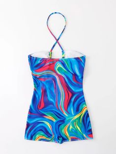 SPECIFICATIONS Material: SPANDEX Material: POLYESTER Gender: WOMEN Department Name: Women Pattern Type: Geometric Fit: Fits true to size, take your normal size Item Type: one pieces Sport Type: swim Size Chart Size Bust (cm) Waist (cm) Hips (cm) S 81-86 61-66 86-91 M 86-91 66-71 91-96 L 91-96 71-76 96-101 XL 96-101 76-81 101-106 Notice 1. Please refer to size chart before buying. Do not select directly according to your habits. 2. The size may have 2-3cm difference due to the manual measurement. Printed Fitted Mini Dress For Beachwear, Fitted Printed Mini Dress For Beachwear, Blue Printed Swimwear For Party, Blue Backless Casual Swimwear, Casual Blue Backless Swimwear, Blue Backless Mini Dress For Beach Season, Blue Halter Neck Mini Dress For Beach Season, Blue Mini Length Swimwear For Beach Season, Blue Printed Halter Neck Swimwear