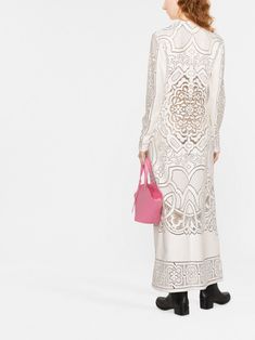 Lacey maxi dress from La DoubleJ featuring white, cotton blend, semi-sheer panels, round neck, long sleeves and rear zip fastening. | La DoubleJ Lacey maxi dress White Lace Maxi Dress, Nyfw Street Style, White Cotton Dress, Lace Maxi, Lace Maxi Dress, White Maxi Dresses, White Fashion, Embroidered Lace, Cotton Lace