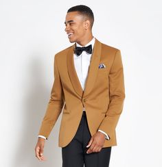 Marigold Shawl Jacket Tuxedo | The Black Tux Gold Blazer For Formal Winter Occasions, Gold Winter Blazer For Formal Occasions, Gold Notch Lapel Outerwear For Evening, Gold Fall Wedding Blazer, Gold Formal Winter Outerwear, Elegant Tailored Gold Outerwear, Classic Party Outerwear, Classic Solid Color Party Outerwear, Classic Solid Party Outerwear