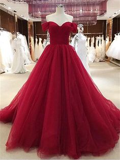 Prom Dress Ball Gown, Burgundy Evening Dress, Off Shoulder Sleeves, Red Ball Gown, Princess Prom Dresses, Long Formal Gowns, Dress Ball Gown, Prom Dresses 2018, Junior Prom Dresses