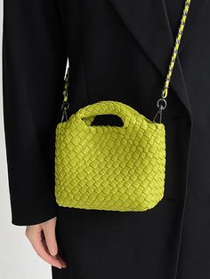 Solid Color Woven Handbags Crossbody Bags Bags Bag Shapes, Bag Ideas, Midi Dress Casual, Polka Dress