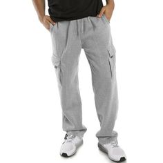 Mens cargo sweatpants made with a heavyweight fabric that will keep you warm in any weather. Brushed fleece fabric interior for a soft feel and improved heat retention. A strong elastic waistband, coupled with drawstrings makes for the most snug and comfortable fit. Size: S.  Color: Gray.  Gender: male.  Age Group: adult.  Pattern: solid. Gray Fleece Sweatpants For Streetwear, Sporty Gray Fleece Sweatpants, Moisture-wicking Fleece Sweatpants For Loungewear, Moisture-wicking Fleece Sportswear Pants, Moisture-wicking Fleece Sweatpants For Streetwear, Cargo Sweatpants, Mens Cargo, Mens Sweatpants, Mens Fleece