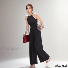 Olivia Mark - Vintage Elegant High-Waisted Jumpsuit with Detachable Belt for a Long and Graceful Silhouette Maxi Jumpsuit, Bodysuit Jumpsuit, Fitted Jumpsuit, Casual Jumpsuit, Vintage Elegant, Long Style, Sleeveless Jumpsuits, Printed Maxi, Olivia Mark