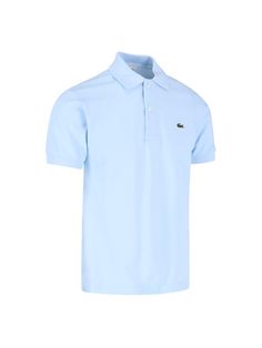 Lacoste 'L. 12. 12' Polo Shirt, light blue cotton, classic buttoned collar, short sleeves, front logo patch, straight hem. French Clothing Brands, René Lacoste, Crocodile Logo, Tennis Gear, French Outfit, Vacation Wardrobe, 12 12, Loafer Shoes, Patch Logo