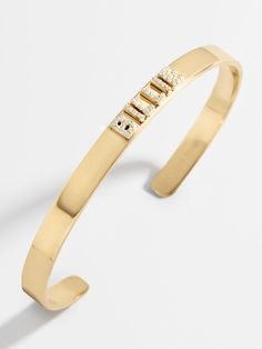 Shop the Early Black Friday Deal: 20% off custom gifts 18K Gold Custom Cuff Bracelet at the official Baublebar site. Beat Black Friday: Enjoy 20% off custom with code HURRY through Cyber Monday. Code automatically applied in cart. . Custom Cuff Bracelet, Early Black Friday, Gold Bracelet Cuff, Bracelet Design, Custom Gifts, Gold Letters, Cartier Love Bracelet, Gold Band, Gold Plated Sterling Silver