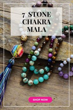 Experience the power of chakra healing with our beautiful 7 Stones Chakra Mala Beads. These handcrafted beads are made from natural stones that represent the 7 chakras in your body, promoting balance and harmony. Use them for meditation or as a stylish accessory to add to your wardrobe. Shop now and elevate your spiritual journey with our 7 Stones Chakra Mala Beads! Multicolor Handmade Spiritual Mala, Handmade Multicolor Spiritual Mala, Holistic Mala With 108 Beads For Festival, Holistic Round Beads Jewelry For Yoga, Holistic Mala With 8mm Beads For Festivals, Spiritual Mala With 108 Beads For Festival, Spiritual Jewelry With 108 Beads For Yoga, Spiritual 108 Beaded Jewelry For Yoga, Spiritual Beaded Necklaces With Natural Stones For Festivals