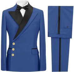 Mens Prom Suits, Blue Single Breasted Suit For Party, Party Double Breasted Suit With Notch Lapel, Fitted Double Breasted Suit With Notch Lapel For Party, Elegant Blue Tuxedo With Lapel Collar, Fitted Royal Blue Tuxedo Suit, Fitted Blue Suits With Lapel Collar, Blue Fitted Suit With Lapel Collar, Fitted Blue Suit With Lapel Collar