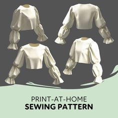 the front and back views of a blouse sewing pattern