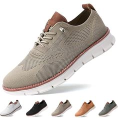 men's sneakers with different colors and patterns on the bottom, one is light brown