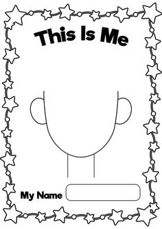 this is me coloring page with the name my name in black and white stars around it