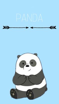 a panda sitting on the ground with an arrow above it and text that reads panda