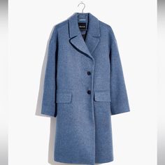 This Coat Is New Without Tags. I Wore This Coat Just Once Last Season. It’s So Soft And Warm, But I Realized I Didn’t Like The Color. It’s Boxy And Fits Bigger Than The Letter Size. The Dimensions Of The Coat Are: 21” Across And 39” Long. The Coat Is Made Of 73% Wool, 20% Polyamide, 5% Cashmere, 2% Polyester. Must Be Dry Cleaned. Madewell Leather Jacket, Camo Jacket Women, Black Leather Jeans, Blue Wool Coat, Quilted Coats, Rains Long Jacket, Madewell Jacket, Purple Coat, Wool Coats