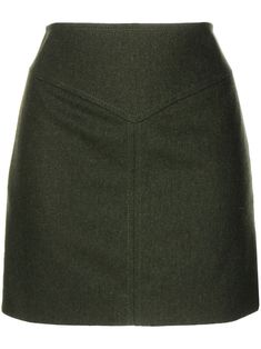 khaki virgin wool-cashmere blend high-waisted seam detailing concealed rear zip fastening straight hem thigh-high Skirt Png, Virgo Rising, Olive Skirt, Over The, Wool Mini Skirt, Stylish Women Fashion, Wool Skirts, Green Skirt, Thigh High