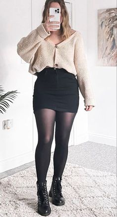 Date Outfits, Fall Fashion Outfits, Black Tights, Looks Style