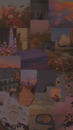 a collage of pictures with people and buildings