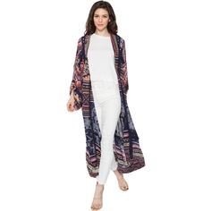 New With Tags Size Xs/S Navy Blue Multicolored Boho Print Open Front Lightweight Boho Style Kimono Duster. Has Fringe Knit Detailing, 3/4 Sleeves, Midi Length Approx 47” Kimono Duster, Sugar Lips, Boho Print, Front Open, Blue Orange, Boho Style, Midi Length, Boho Fashion, Jackets For Women