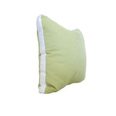 a green pillow with white stripes on the side and a black stripe down the middle