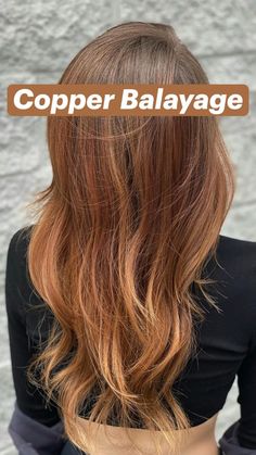 Medium Length Hair With Layers Strawberry Blonde, Light Brown With Red Balayage, Brunette With Ginger Balayage, Dark Blonde To Copper Balayage, Brunette With Blonde And Copper Highlights, Light Brown And Red Hair Balayage, Copper Hair With Root Smudge, Dark Blonde With Red Highlights