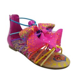 Jojo Siwa Girls Bow Rainbow Gladiator Sandals % Brand New With Tags Color:Rainbow Multi (Pink) Smoke Free Home Go Ahead Make Me An Offer Look At The Last Photo For More Information Nwt Nwt Nwt Nwt Nwt Nwt Nwt Nwt Peach Sandals, Faux Fur Sandals, Jojo Siwa Bows, Jojo Bows, Toddler Sandals Girl, Girls Flip Flops, Rainbow Sandals, Colored Sandals, Sandal Shoes